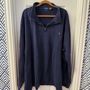 Polo Ralph Lauren Sweater Mens 4XB 4XL Quarter Zip Black Estate Rib Top Pullover